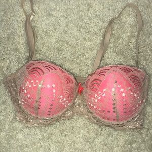 Hot pink lace bra